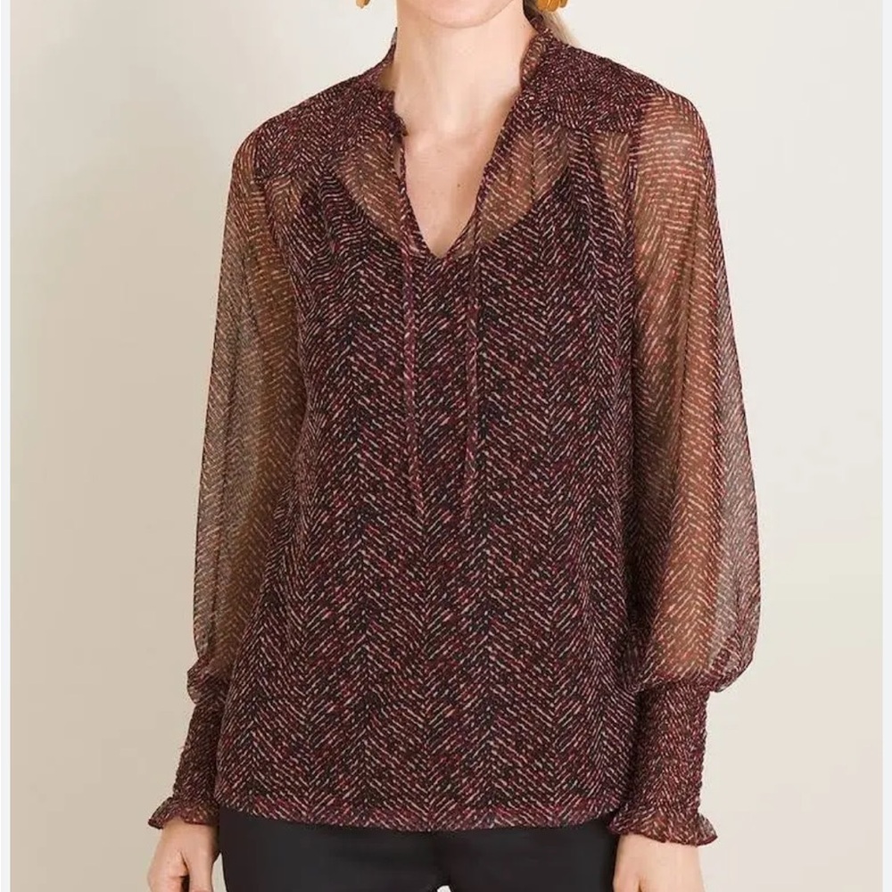 New‎ Chico's Herringbone Mesh Top With Black Cami Size L